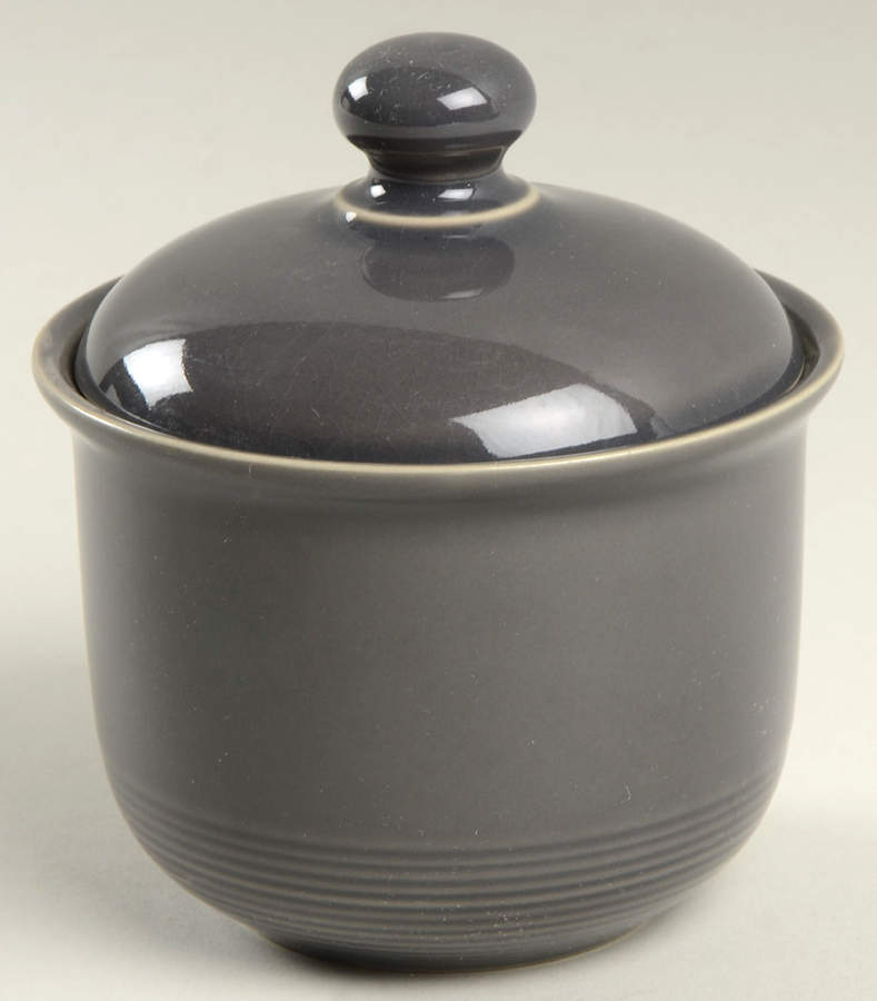 Solid Color Dark Gray Sugar Bowl & Lid by Nancy Calhoun-1