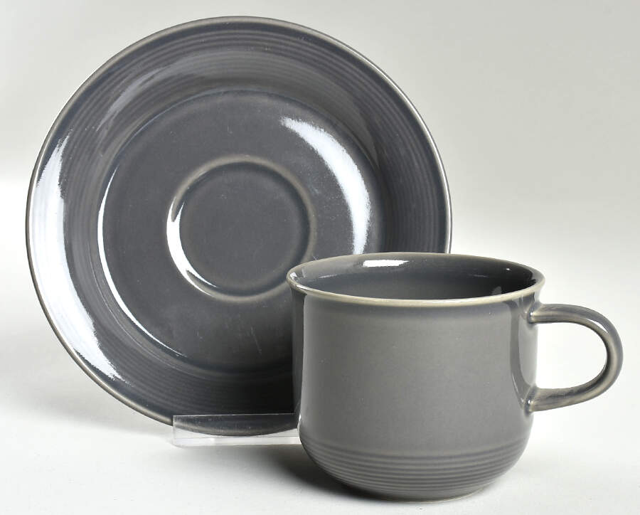 Solid Color Dark Gray Flat Cup & Saucer Set by Nancy Calhoun-1