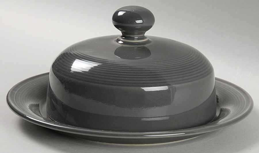 Solid Color Dark Gray Round Covered Butter by Nancy Calhoun-1