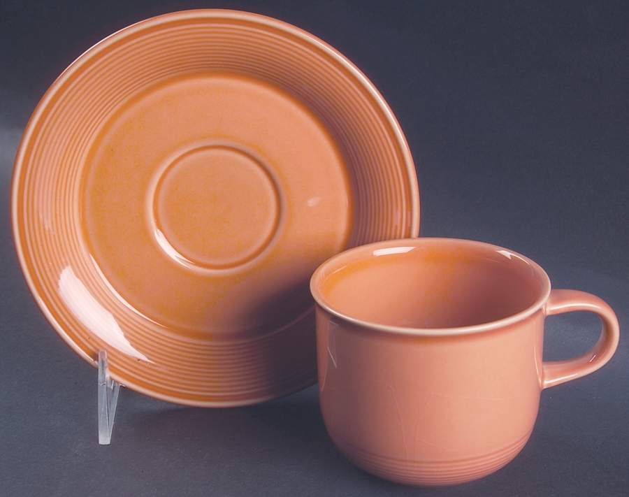 Solid Color Dark Peach Flat Cup & Saucer Set by Nancy Calhoun-1