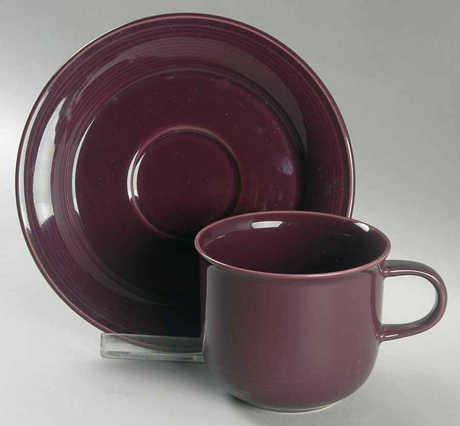 Solid Color Eggplant Flat Cup & Saucer Set by Nancy Calhoun-1