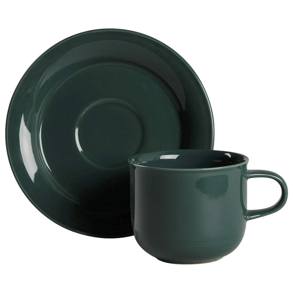 Solid Color Evergreen Flat Cup & Saucer Set by Nancy Calhoun-1