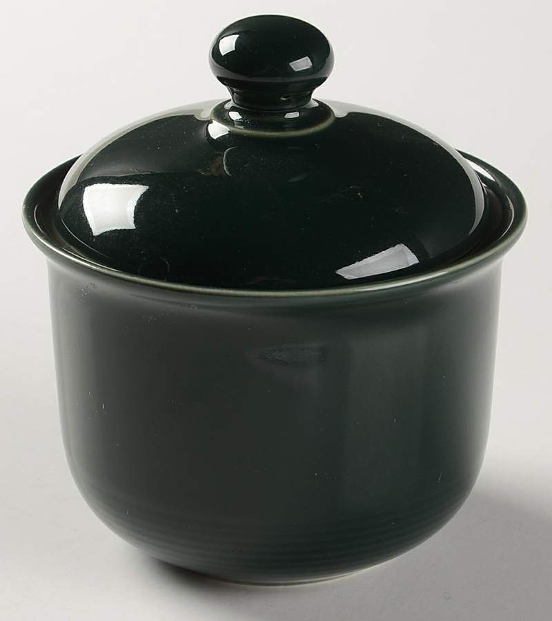 Solid Color Hunter Green Sugar Bowl & Lid by Nancy Calhoun-1
