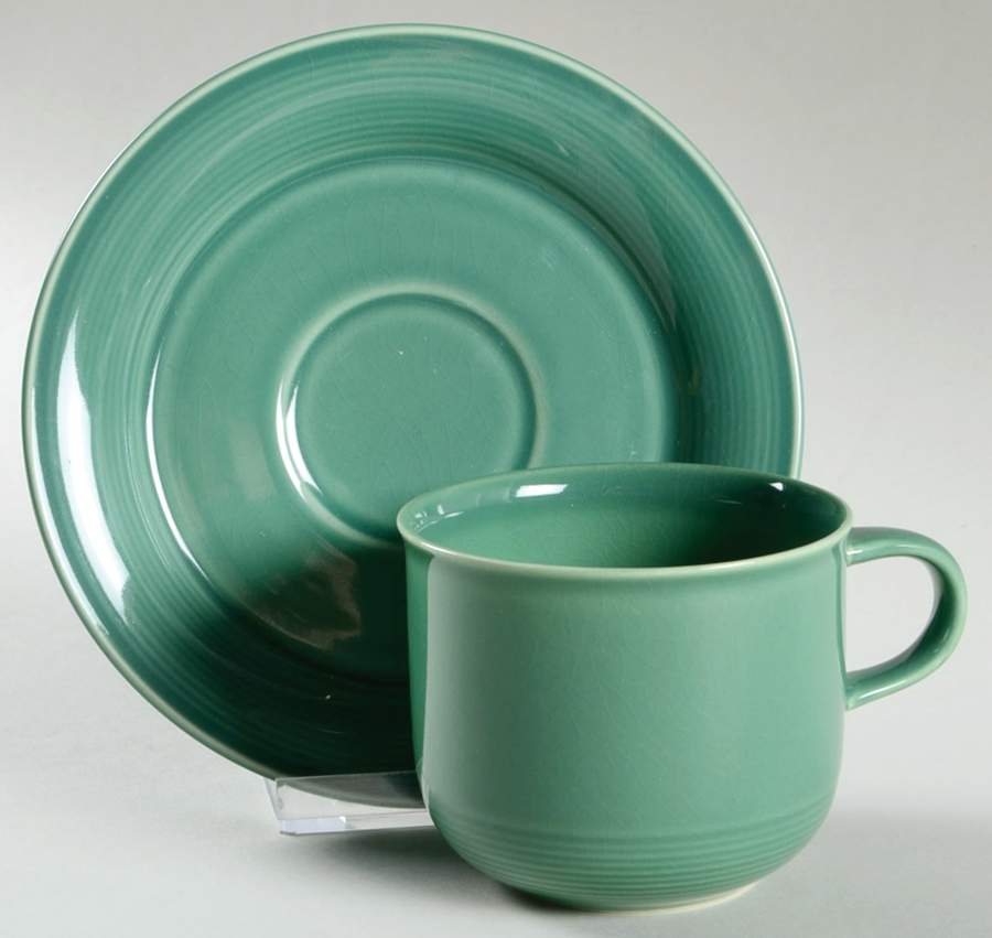 Solid Color Jade Flat Cup & Saucer Set by Nancy Calhoun-1