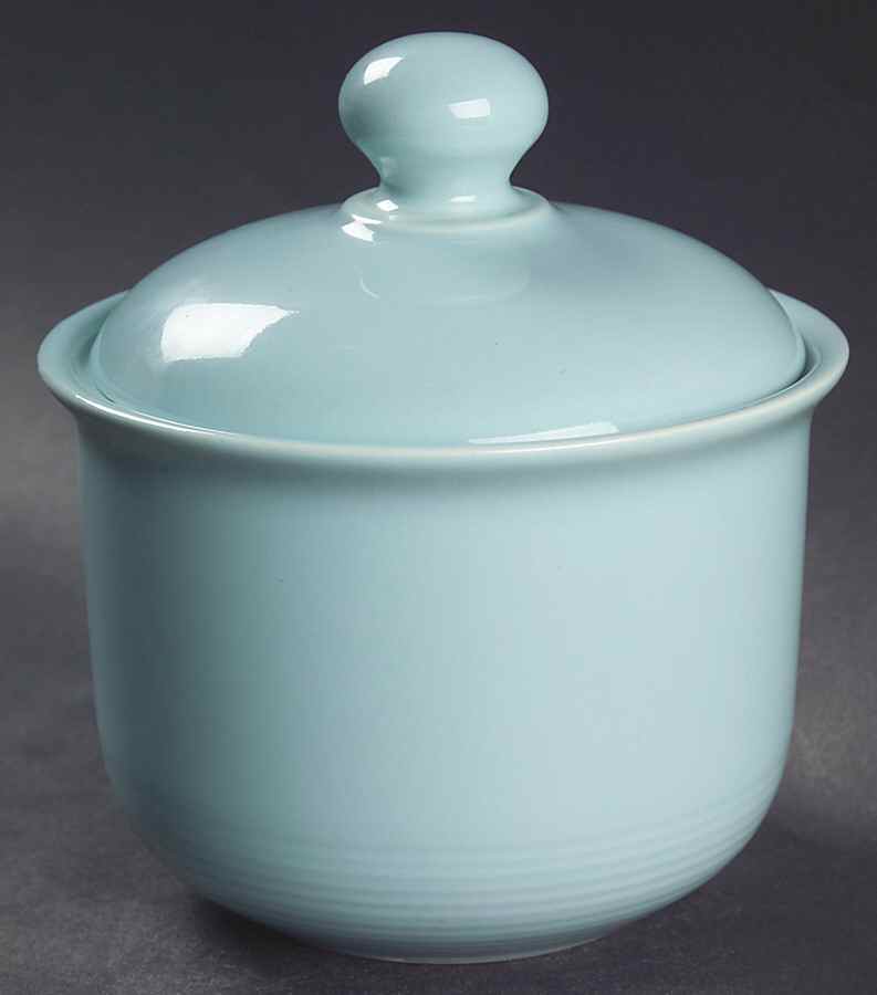 Solid Color Light Aqua Sugar Bowl & Lid by Nancy Calhoun-1