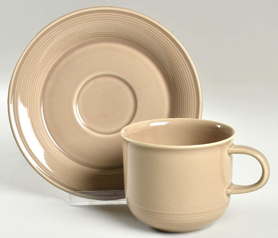 Solid Color Light Brown Flat Cup & Saucer Set by Nancy Calhoun-1