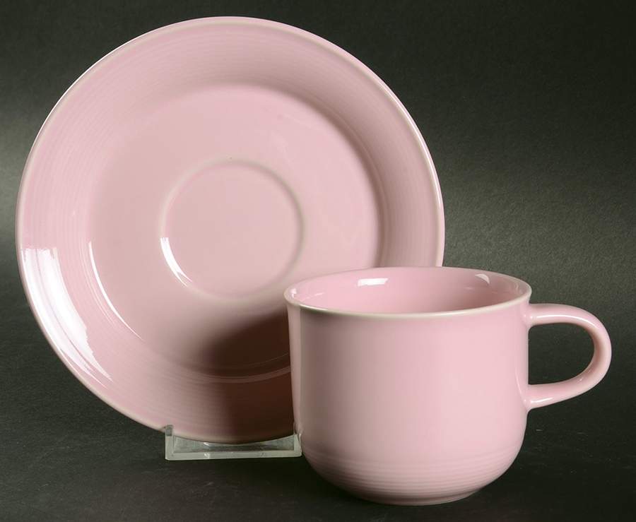 Solid Color Light Rose Flat Cup & Saucer Set by Nancy Calhoun-1