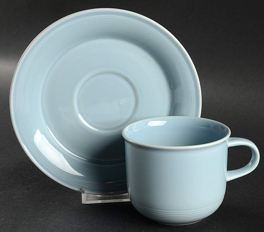 Solid Color Powder Blue Flat Cup & Saucer Set by Nancy Calhoun-1