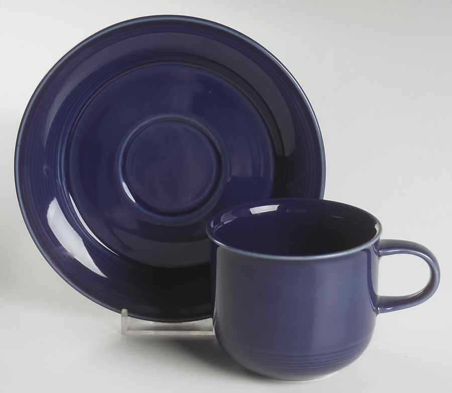 Solid Color Sapphire Flat Cup & Saucer Set by Nancy Calhoun-1