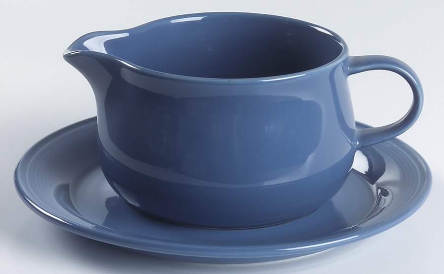 Solid Color Sky Blue Gravy Boat & Underplate by Nancy Calhoun-1