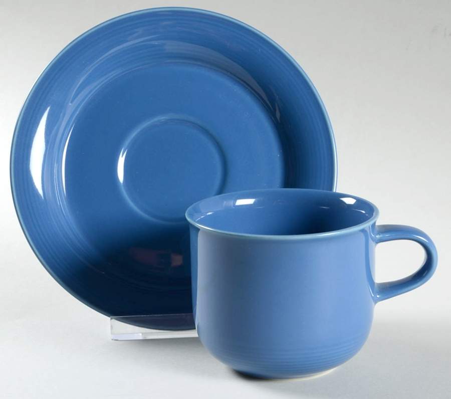 Solid Color Sky Blue Flat Cup & Saucer Set by Nancy Calhoun-1