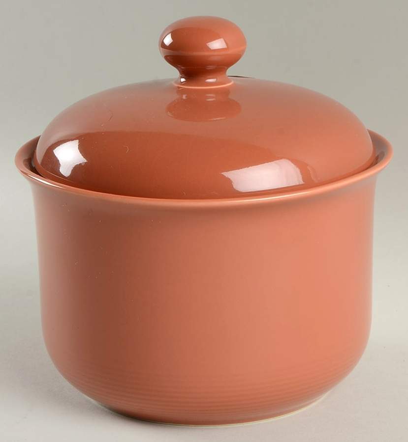 Solid Color Terra Cotta Small Canister & Lid by Nancy Calhoun-1