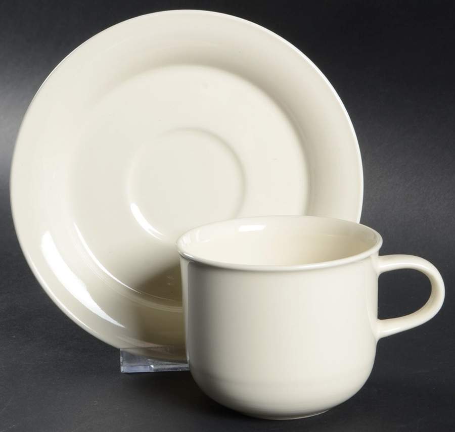 Solid Color Vanilla Flat Cup & Saucer Set by Nancy Calhoun-1