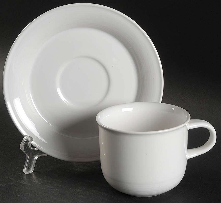 Solid Color White Flat Cup & Saucer Set by Nancy Calhoun-1