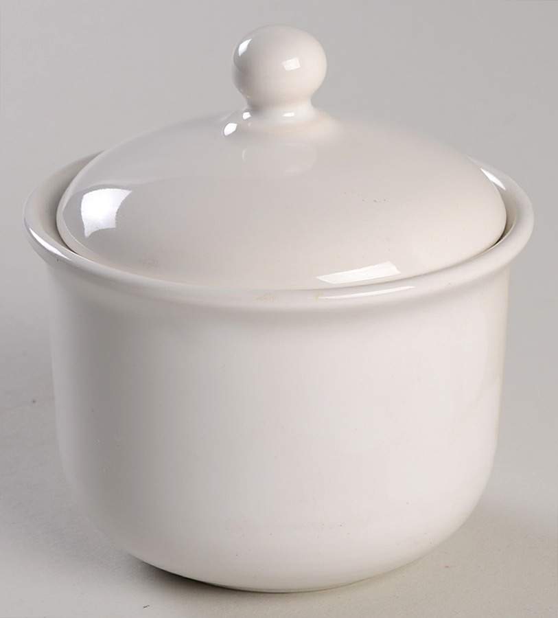 Solid Color White Sugar Bowl & Lid by Nancy Calhoun-1