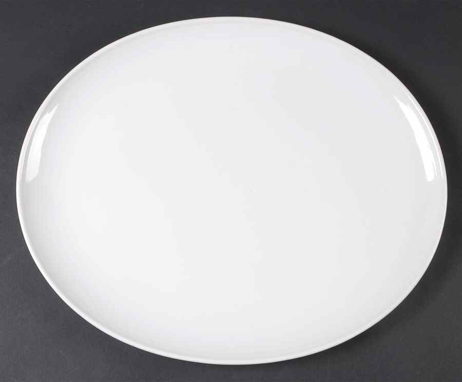 Solid Color White 14" Oval Serving Platter by Nancy Calhoun-1
