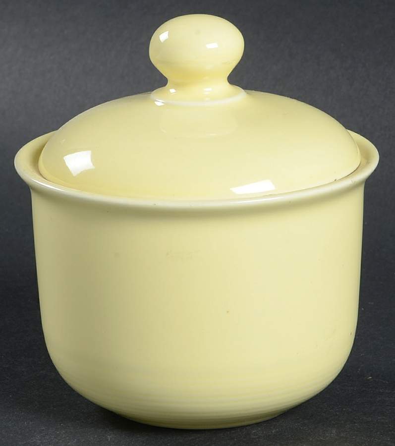 Solid Color Yellow Sugar Bowl & Lid by Nancy Calhoun-1