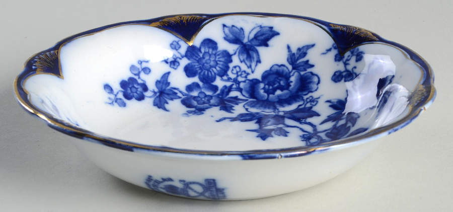 Byzantine (Flow Blue) Fruit/Dessert (Sauce) Bowl by New Wharf-1