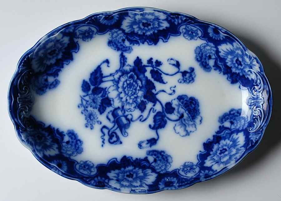 Cambridge (Flow Blue) 12" Oval Serving Platter by New Wharf-1