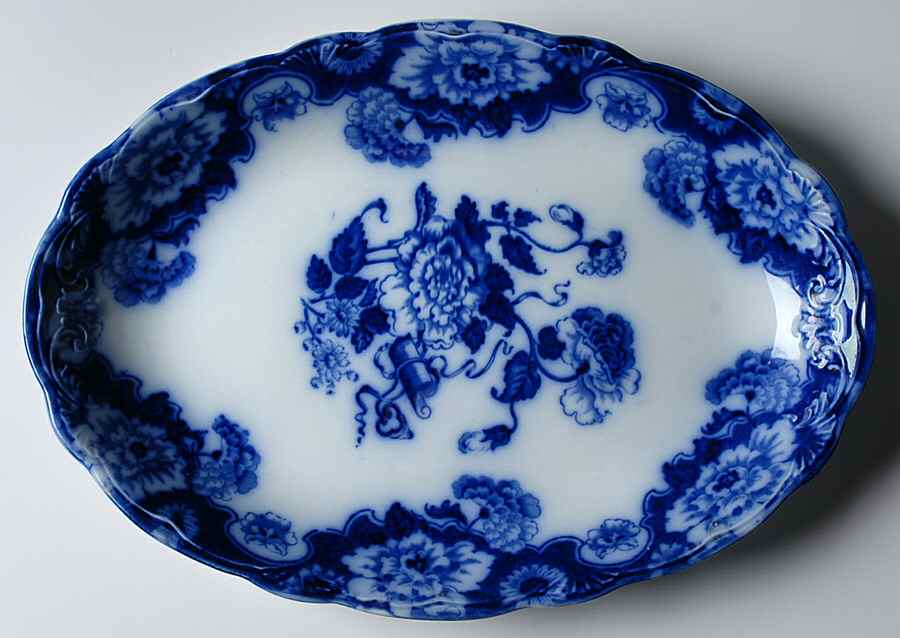 Cambridge (Flow Blue) 14" Oval Serving Platter by New Wharf-1