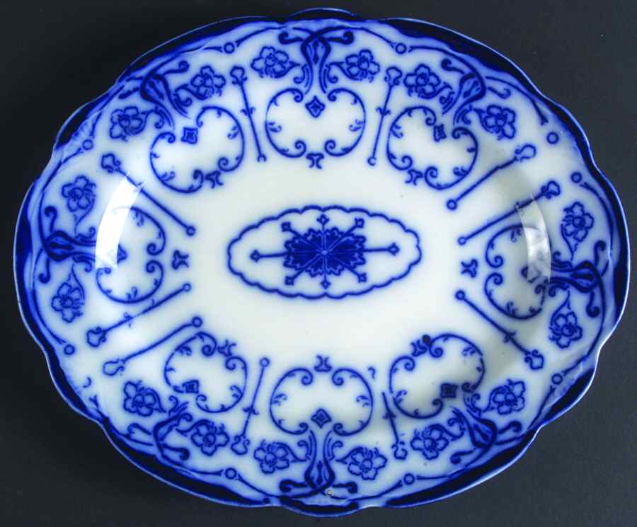 Conway (Flow Blue) 10" Oval Serving Platter by New Wharf-1