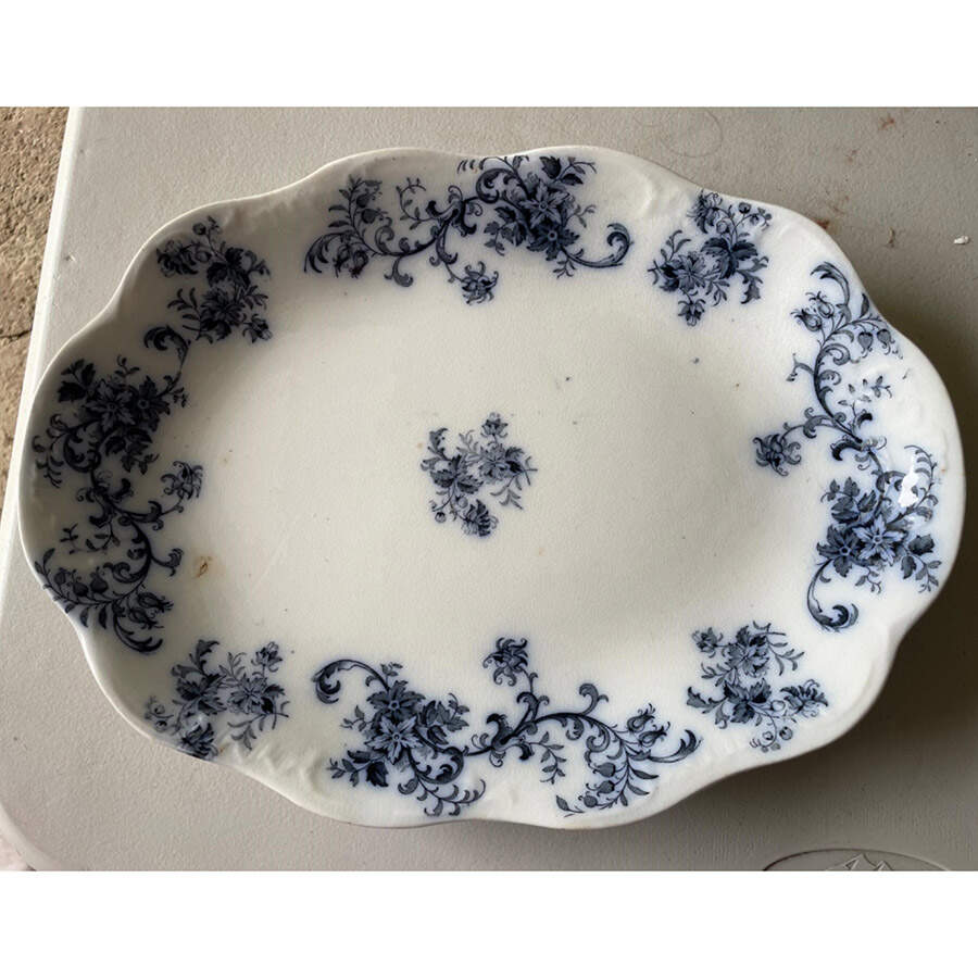 Dunbarton (Flow Blue) 14" Oval Serving Platter by New Wharf-1