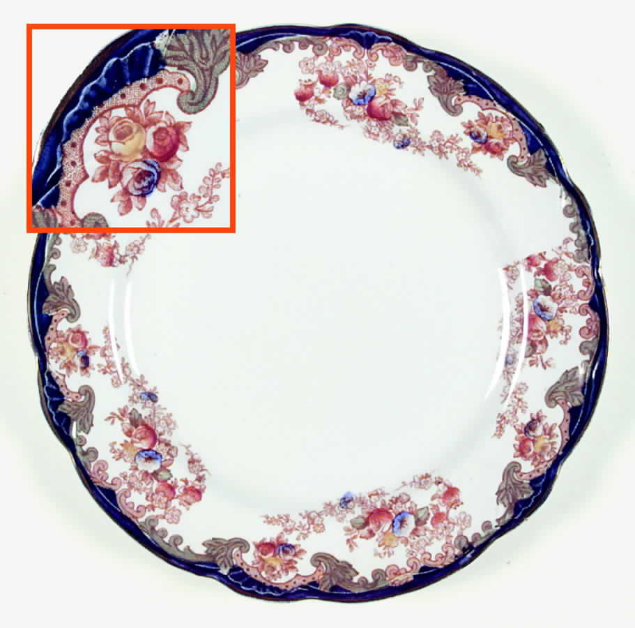 Harwood (Blue Band with Multicolors) Dinner Plate by New Wharf-1