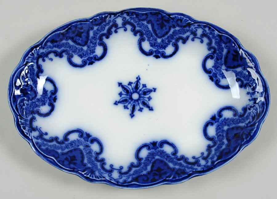 Knox (Flow Blue) 11" Oval Serving Platter by New Wharf-1