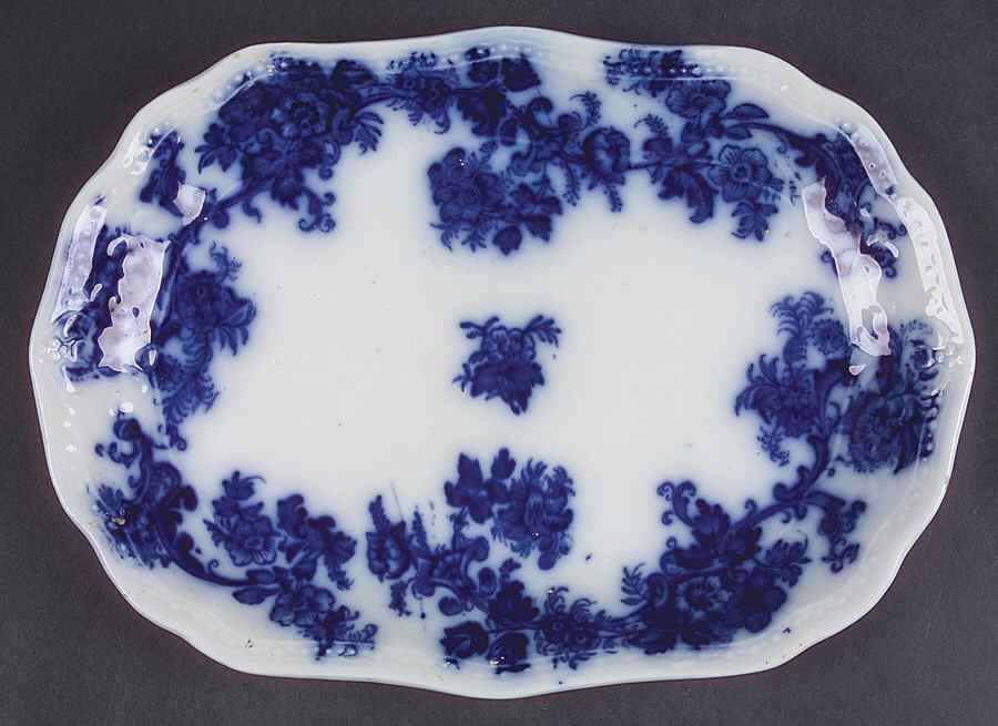 Lancaster (Flow Blue) 10" Oval Serving Platter by New Wharf-1