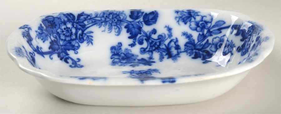 Lancaster (Flow Blue) 7" Oval Vegetable Bowl by New Wharf-1