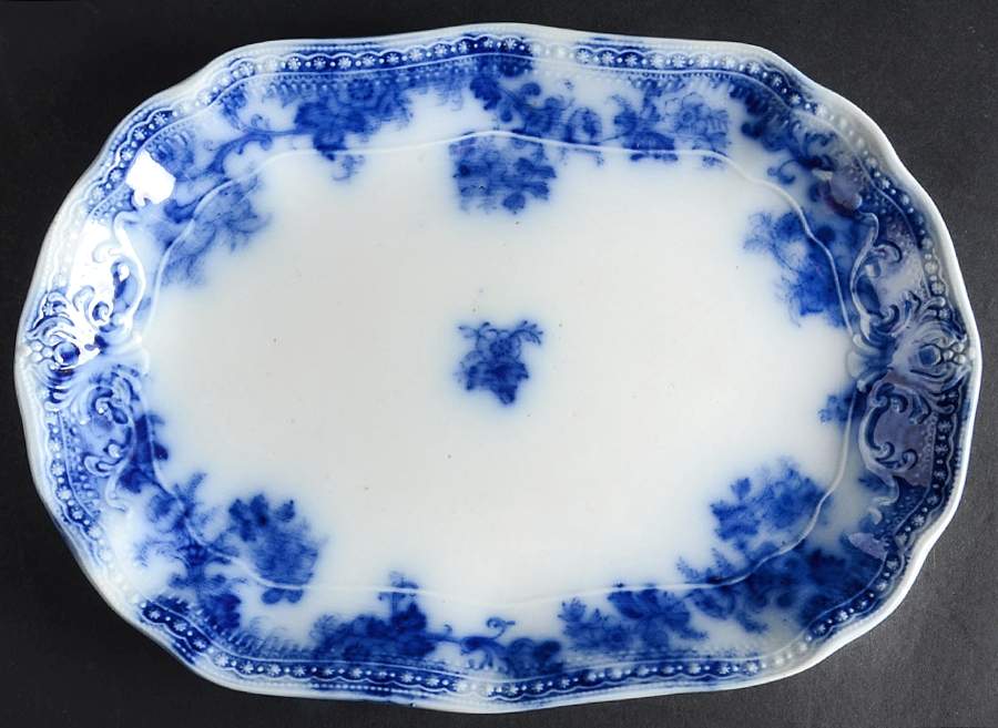 Lancaster (Flow Blue) 12" Oval Serving Platter by New Wharf-1