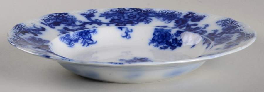 Lancaster (Flow Blue) Large Rim Soup Bowl by New Wharf-1
