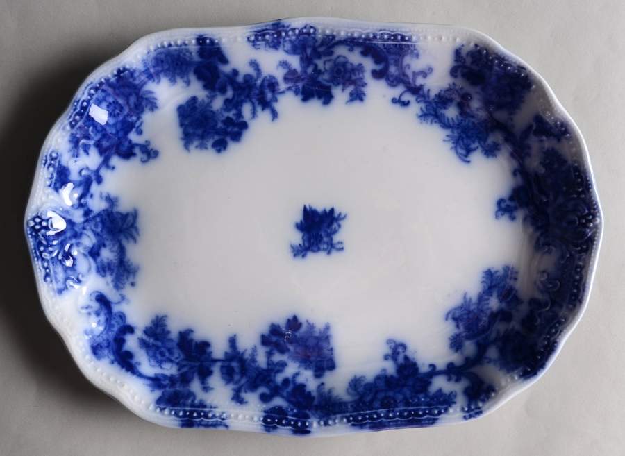 Lancaster (Flow Blue) 11" Oval Serving Platter by New Wharf-1