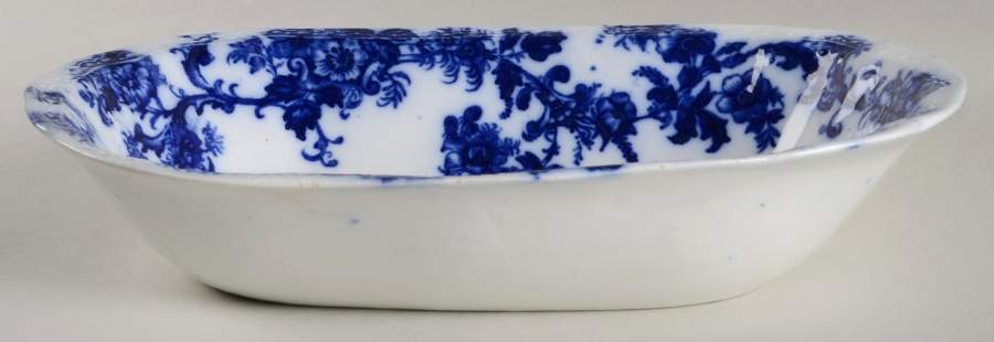 Lancaster (Flow Blue) 9" Oval Vegetable Bowl by New Wharf-1