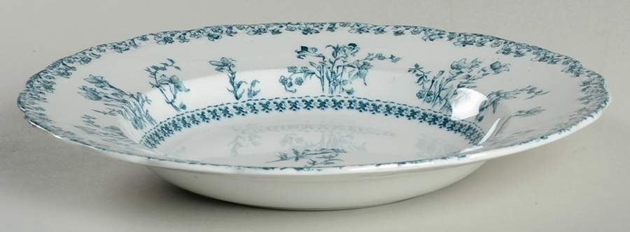 Louise Blue Green Large Rim Soup Bowl by New Wharf-1