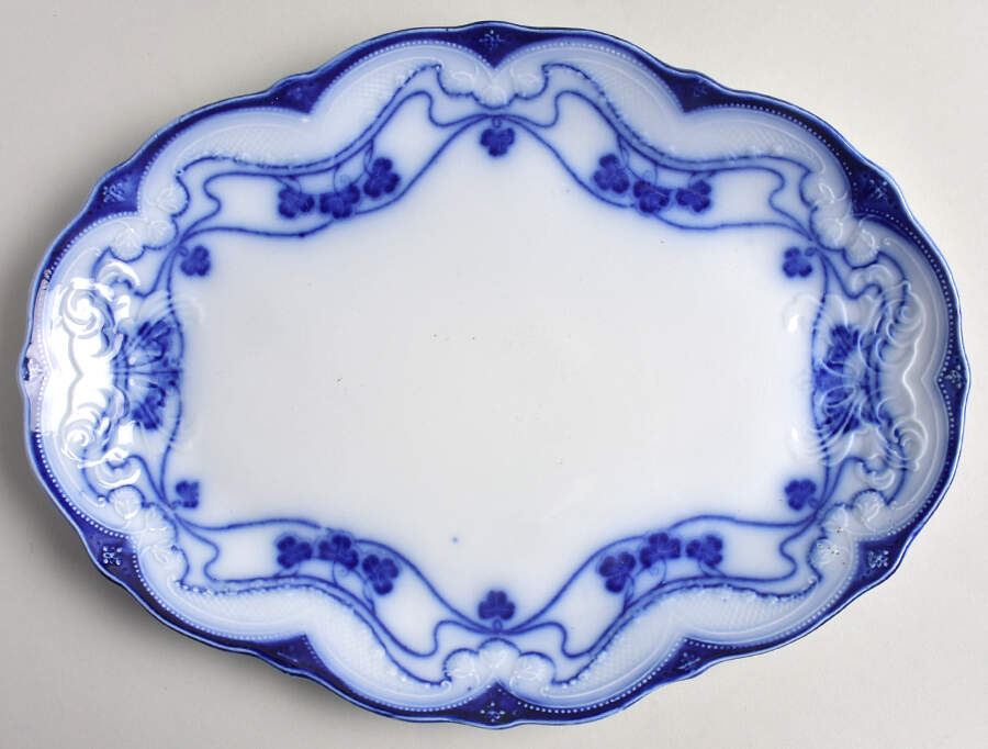Paris (Flow Blue) 12" Oval Serving Platter by New Wharf-1