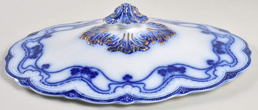 Paris (Flow Blue) Lid for Oval Vegetable by New Wharf-1