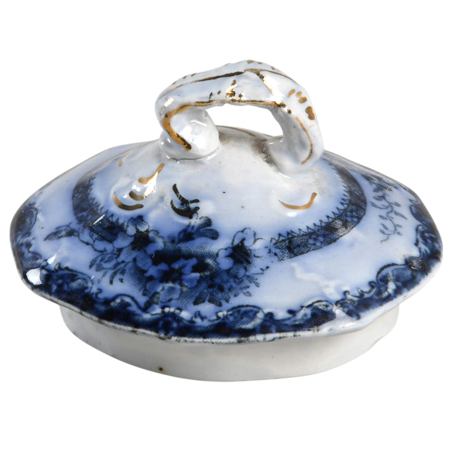 Plymouth (Flow Blue) Lid for Sugar Bowl by New Wharf-1