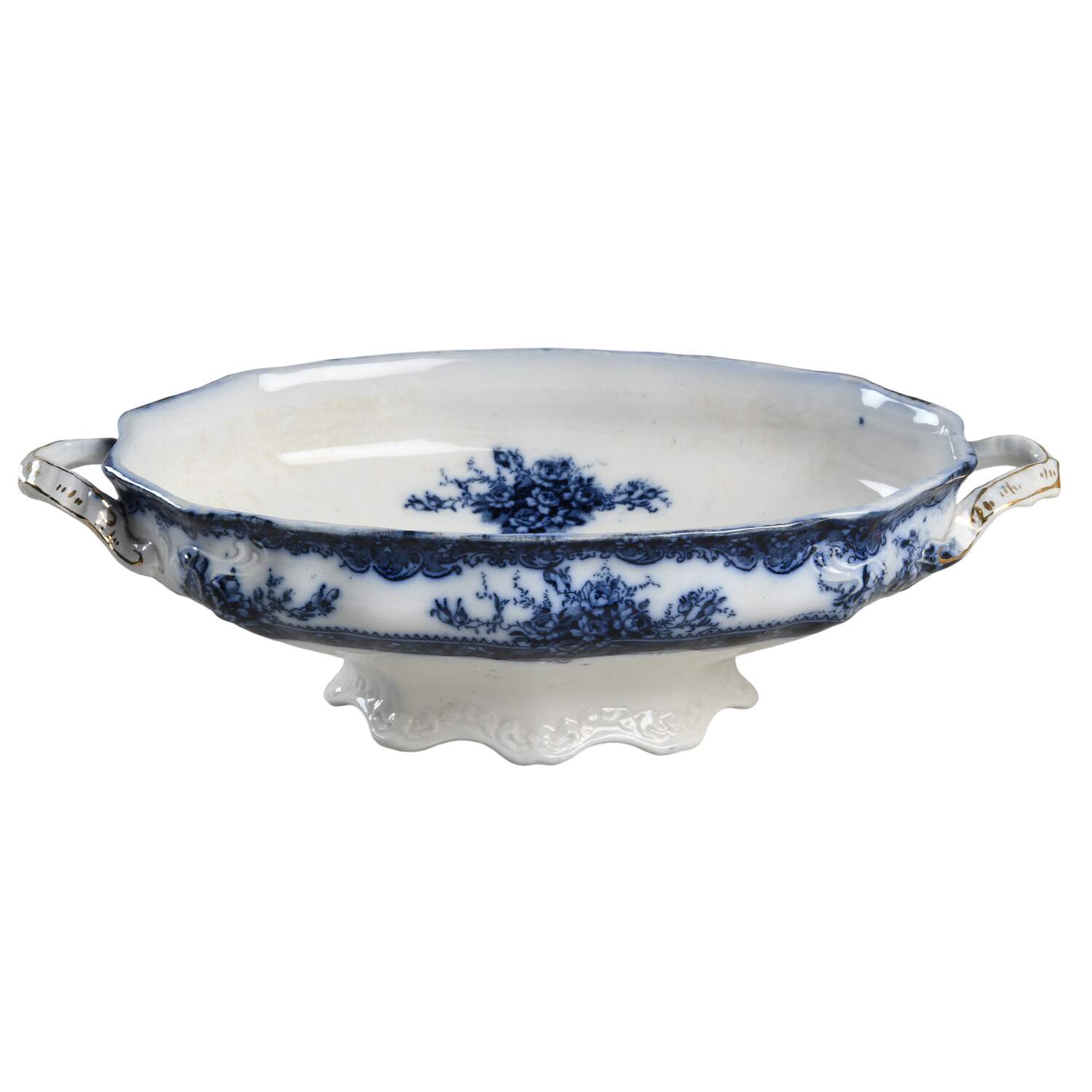 Plymouth (Flow Blue) Oval Vegetable No Lid by New Wharf-1