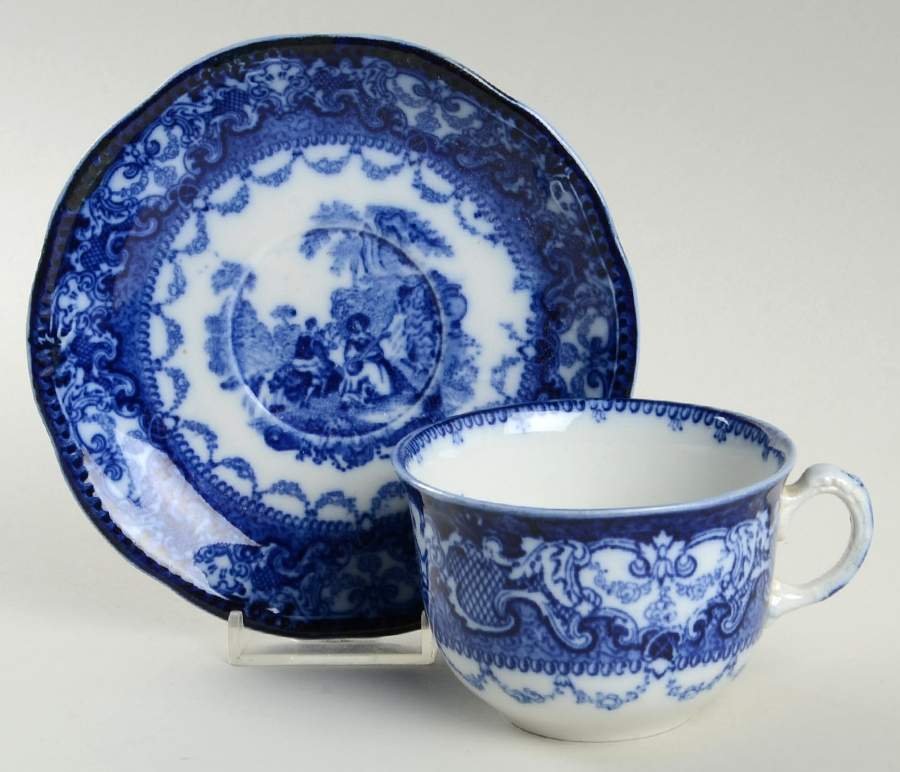Watteau Flat Cup & Saucer Set by New Wharf-1