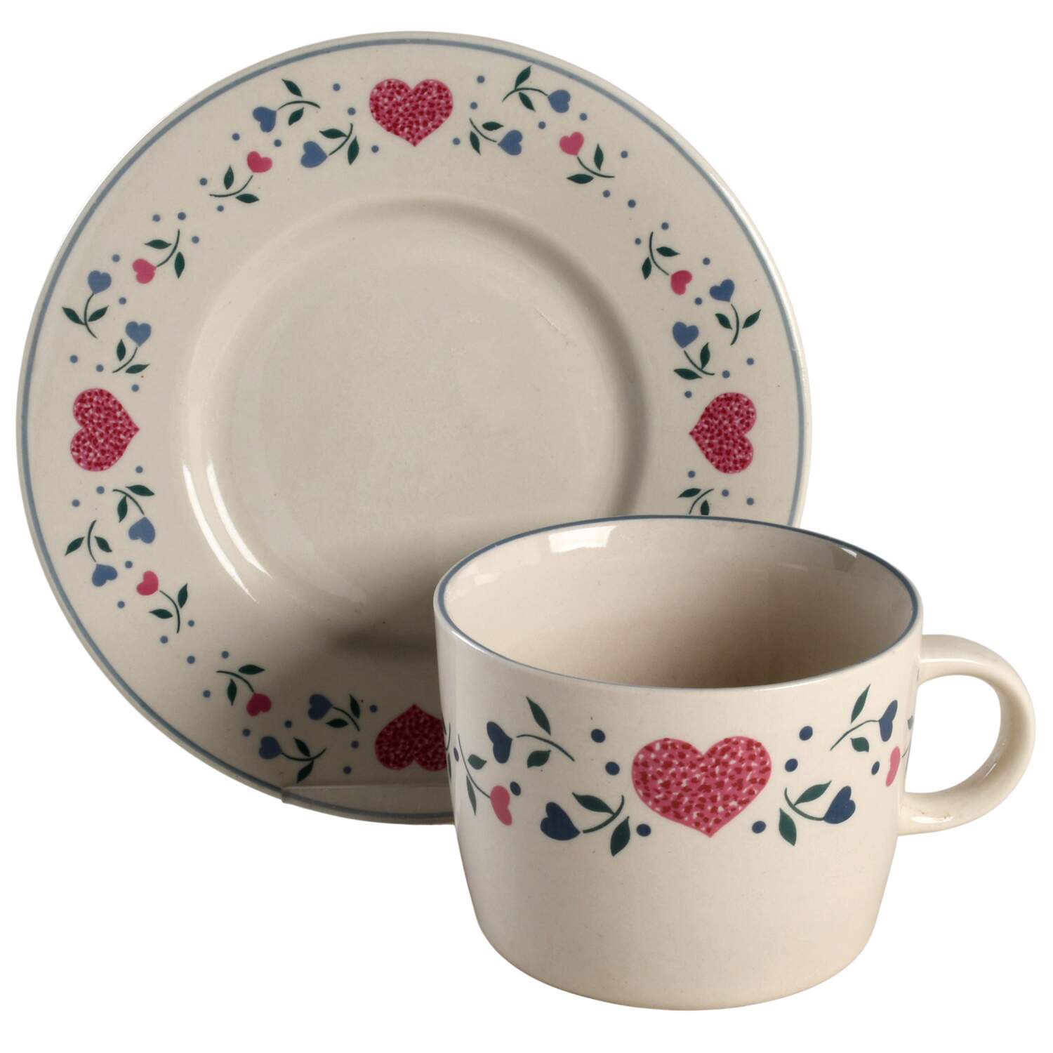 Americana Hearts Flat Cup & Saucer Set by Newcor-1