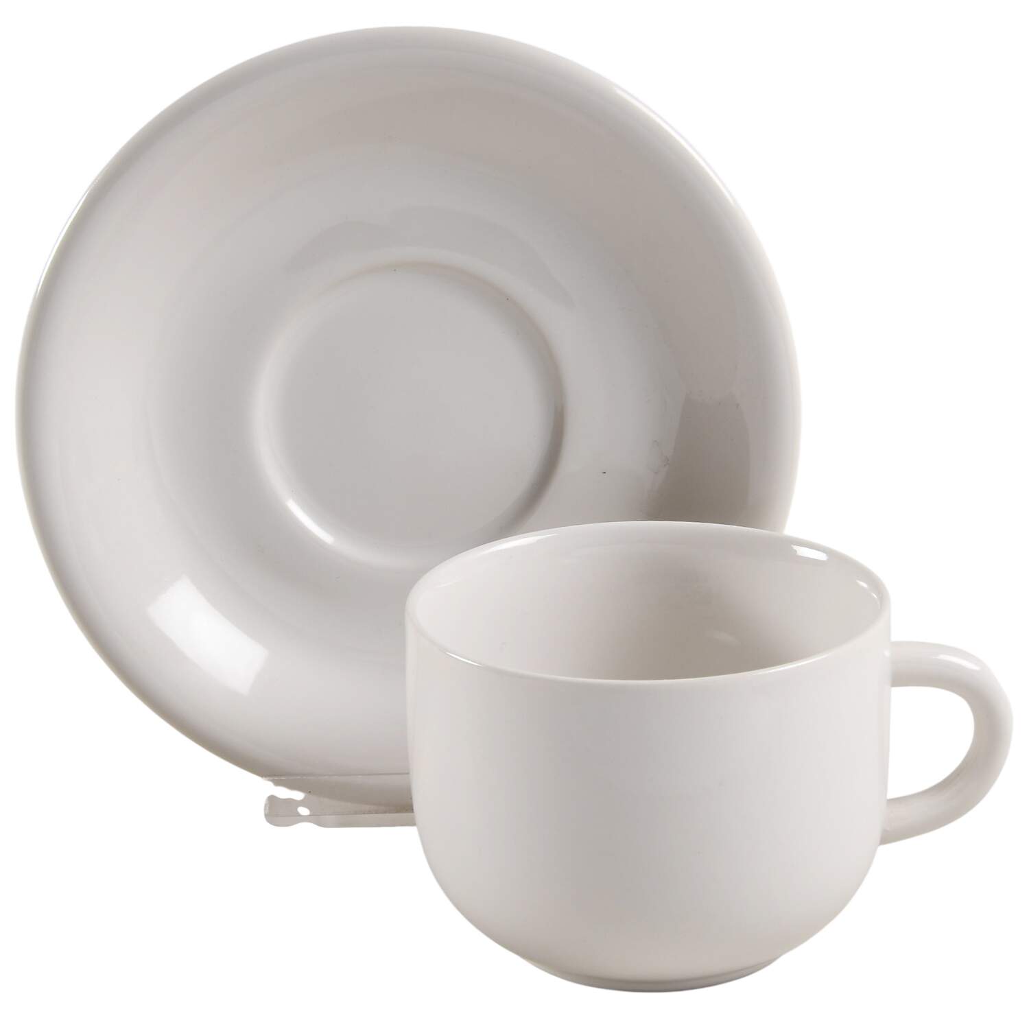 Bravo White Flat Cup & Saucer Set by Newcor-1