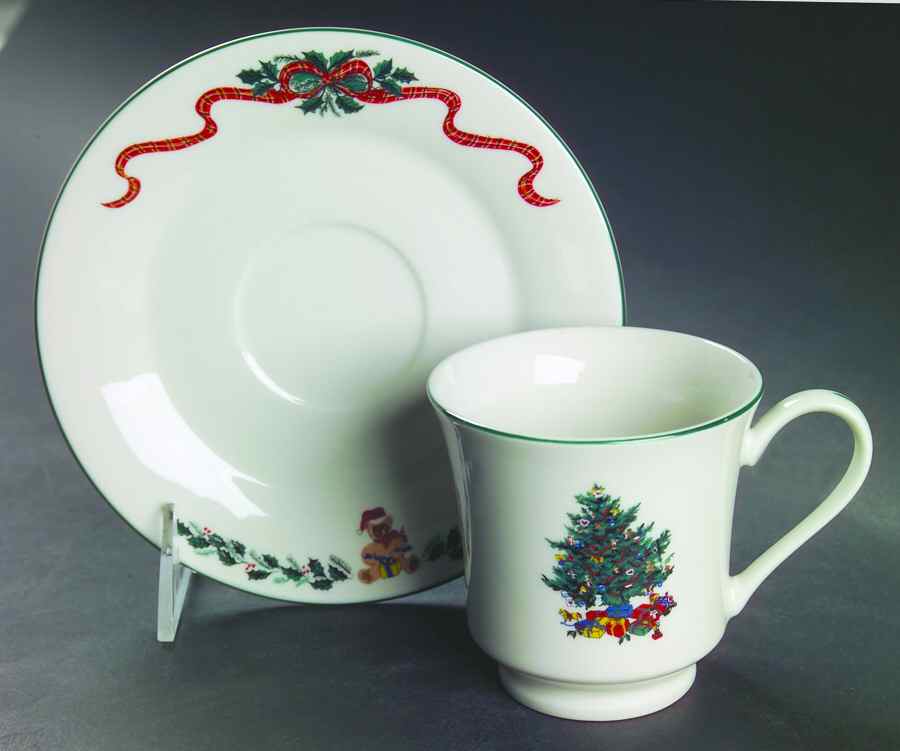 Christmas Morning Footed Cup & Saucer Set by Newcor-1