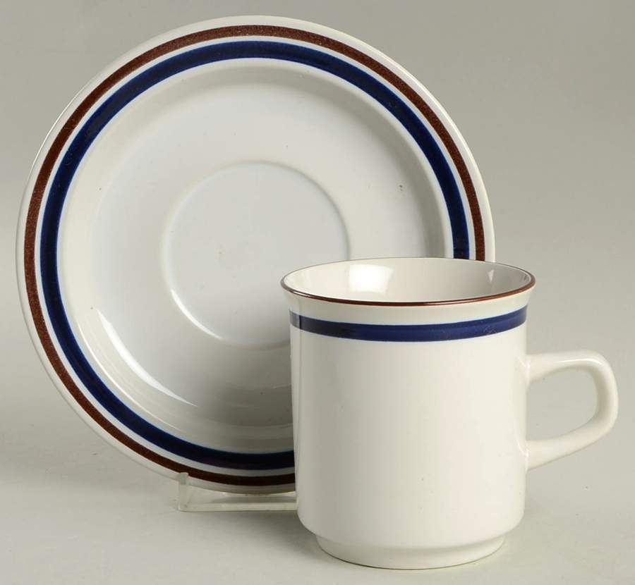 Concorde (Brown & Blue) Flat Cup & Saucer Set by Newcor-1