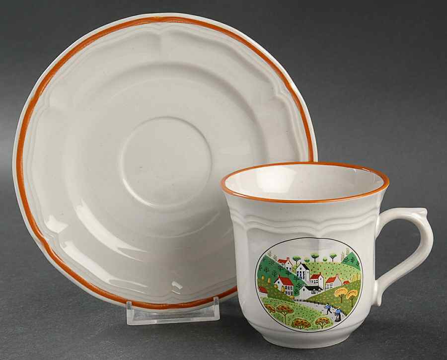 Country Village Flat Cup & Saucer Set by Newcor-1