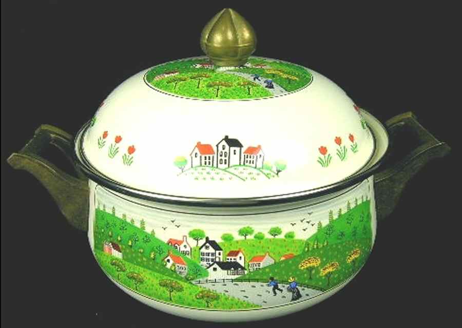 Country Village 1.75 Quart Metal Covered Casserole by Newcor-1