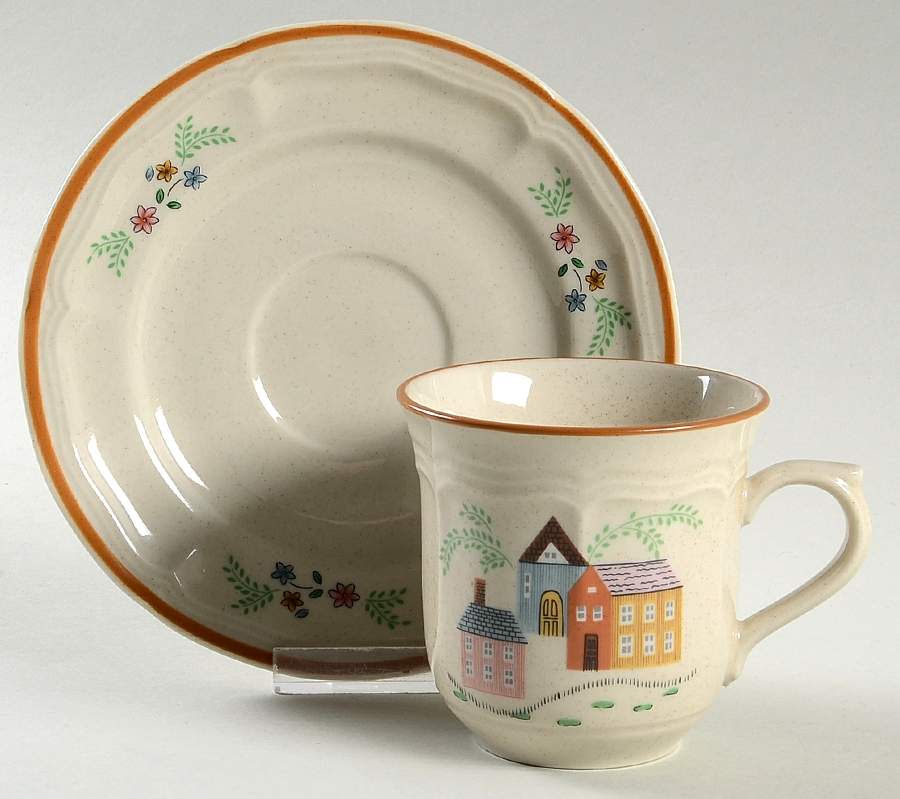Heirloom Flat Cup & Saucer Set by Newcor-1