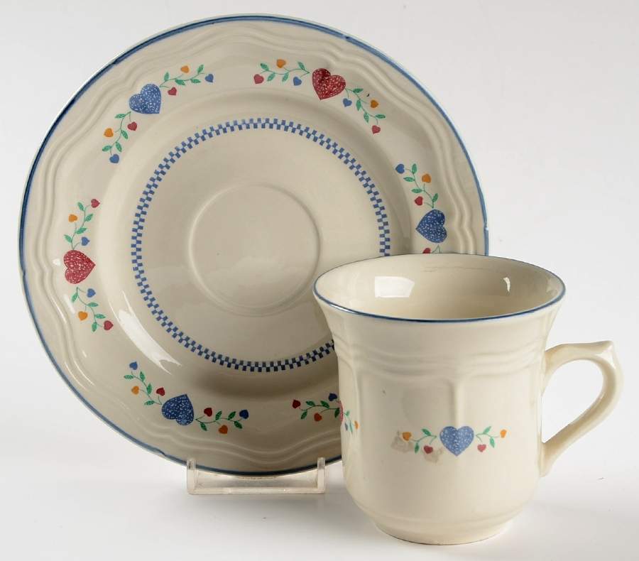 Legacy Hearts Flat Cup & Saucer Set by Newcor-1