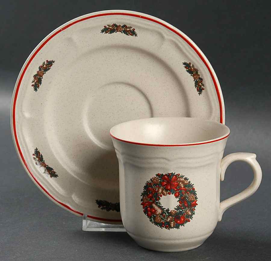 Mother Earth Christmas Flat Cup & Saucer Set by Newcor-1