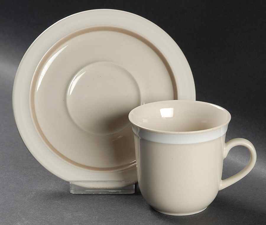 Natural Flat Cup & Saucer Set by Newcor-1